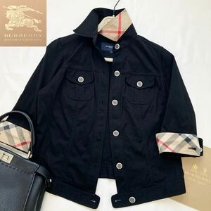 ★大きいサイズ★バーバリー★BURBERRY 40.42.44/11-13号/L-XL メガチェックコンビ☆シルキージャージーサマージャケット 通勤 フォーマル