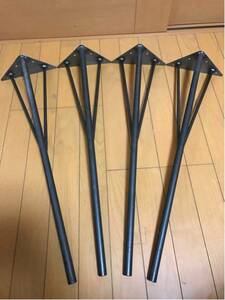 アイアン 鉄 鉄脚 テーブル脚 角度付φ19黒皮鉄丸鋼支え棒φ9。