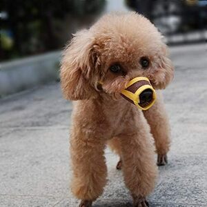 KUD 犬用マズル 犬の口輪 メッシュ犬のマスク 咬みつき防止 無駄吠え 快適 通気性 犬の口 保護 犬用訓練用品（ベージュ,2S）