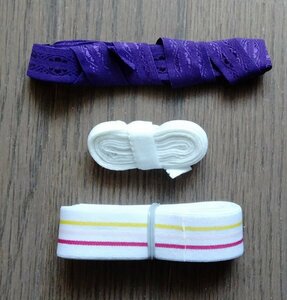 3点セット ストレッチバイアステープ 縁取りテープ 縫製ゴムバンド 平ゴム ゴムひも 手作用 ホワイト 紫