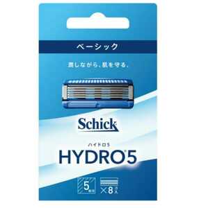 [新品]メンズ/髭剃り/カミソリ/シェーバー/替刃/スキンガード付 Schickシック HYDRO5ハイドロ5 ベーシック 5枚刃 8個入 ブルー