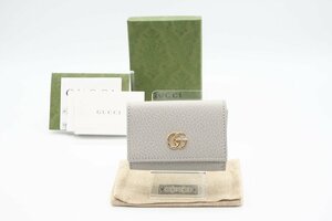 ☆安心の３大保証☆ Aランク ≪GUCCI グッチ/三つ折り財布≫ 735212 ダブルG ウォレット グレー ピンク ブルーレザー ロゴ 極美品 送料無料