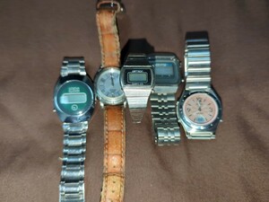 中古 ジャンク ソーラー時計、電池時計 腕時計 カシオ CASIO ALBA LILANA sports watch captron QUARTZ LCD 5本