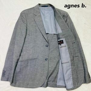 agnes b. homme アニエスベー テーラードジャケット グレー 2B 美品 48 Mサイズ相当 春夏 背抜き ビジネス カジュアル 