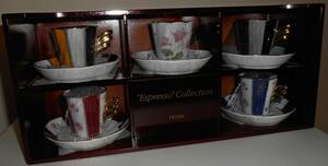 ★HOYA Espresso Collection カップ&ソーサ 5客セット 箱付
