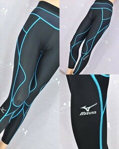 PE2-W94☆/MIZUNO/ミズノ♪Lサイズ*ブルーステッチ*スポーツロングタイツ※一番安価な送料はゆうパケットなら250円