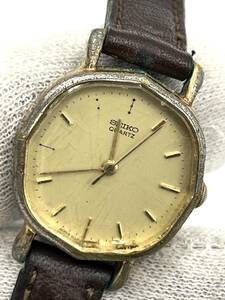 【電池切れ】SEIKO セイコー クォーツ 腕時計 ゴールド文字盤 レザーベルト レディース 1421-5540