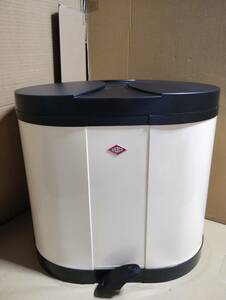 【中古 美品】Wesco エコキッチンペダルビン＆プラスチックライナー30L セパレートダブル ECO-DOUBLE BIN 170 アーモンド 170611-23