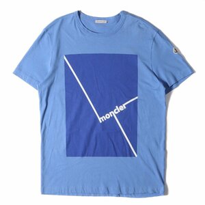MONCLER モンクレール Tシャツ サイズ:L 20SS スクエア ロゴ クルーネック 半袖 Tシャツ MAGLIA T-SHIRT F10918C70510 8390T ライトブルー