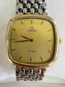 ● 1円スタート 【箱付き ジャンク】OMEGA オメガ デビル クオーツ メンズ 腕時計 ゴールドカラー 