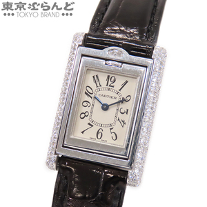 101625482 カルティエ Cartier タンクバスキュラント SM ダイヤモンド 時計 腕時計 レディース K18 WG レザー クォーツ WA203531