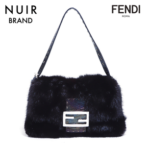 【先着50名限定クーポンを配布中!!】 フェンディ FENDI ハンドバッグ ファー ブラック シルバー金具 ミニ ブラック