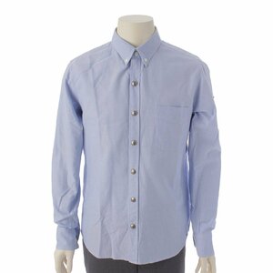 【モンクレール】Moncler　メンズ 16年 CAMICIA コットン ボタンダウンシャツ ワッペン ブルー 2 【中古】187772