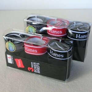 【L】Hanesヘインズ　ボクサー　６枚セット（２パッケージ）　0769　抗菌防臭　綿　(ベルト３色)　HM6ES704H　C/#997　ニオイを抑制