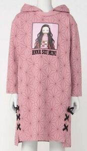 ラスト 値下げ 鬼滅の刃 × ANNA SUI mini　アナスイ ミニ ワンピース コラボ 竈門禰豆子 ピンク 140cm 禰豆子 コラボ 限定品 ブランド