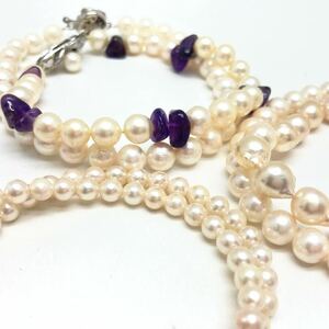 「アコヤ本真珠ブレスレット5点おまとめ」a 重量約69g ベビーパール 真珠 2連 pearl bracelet accessory silver DA0