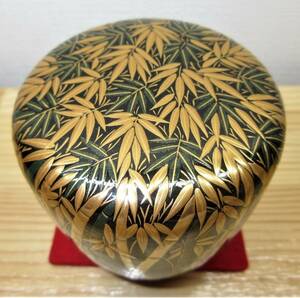 【逢絢亭・新品】茶道具 棗 大棗 山中塗 竹林蒔絵 内銀地 真塗 木製 呉藤穣太郎 共箱入り