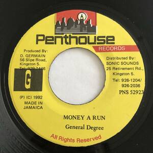 試聴 / GENERAL DEGREE / MONEY A RUN /Dickie Riddim/Penthouse/Reggae/Dancehall/
