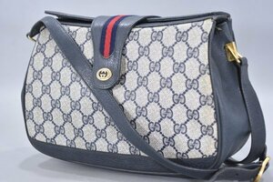 本物保証 GUCCI グッチ シェリーライン オールドグッチ GG柄 116.02.076 レザー ショルダー バッグ 肩掛け カバン ブラック系 Hb-486G