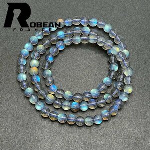 綺麗 EU製 定価6万円★ROBEAN・ムーンストーン★パワーストーン ブレスレット アクセサリー 3本巻きブレスレット 幸運 6-6.5mm 1001G1183