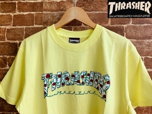 ★表記M/新品！スラッシャー.THRASHER.スケートボードマガジン.薔薇.ロゴプリントTシャツ.定価￥4180.スケボー.西海岸スケータースタイル