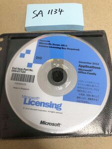 SA1134/中古品/正規品/Microsoft. Excele 2013 (Volume Licensing Key Required) Office Family DVD