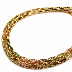 《K18 天然マルチカラートルマリンネックレス》M 約11.7g 約41.5cm tourmaline necklace ジュエリー jewelry ED6/ED6