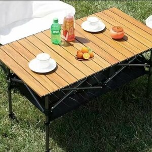 ピクニックテーブル BBQテーブル 収納バッグ付 アウトドア インドア 折りたたみ式 キャンプテーブル ビーチ 伸縮可 木目色95Wcm cc13