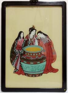 ★　蔵出しの硝子絵　日本画　中国画　硝子　壁掛け　飾り物　工芸品