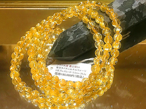 最上級SA極上『黄金タイチンルチル』3連ブレスレット　キラキラの別格品　最強の金運up　パワーストーン　天然石　完全別格品入手困難