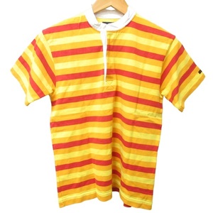 カンタベリー CANTERBURY 美品 コットン ラガーシャツ Tシャツ プルオーバー 半袖 ボーダー マルチカラー Lサイズ