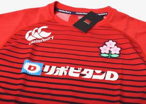  新品 CANTERBURY カンタベリー ラグビー 日本代表 プラクティス Tシャツ 4L レッド シャツ ボーダー スポンサー入り