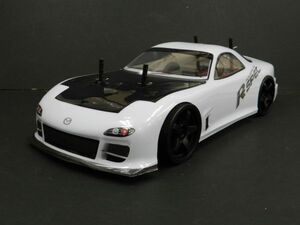 ☆Li-ionバッテリー☆ 2.4GHz 1/10 ドリフトラジコンカー マツダ ＲＸ-7 FD3S タイプ白黒【ターボ機能付き・塗装済み完成品・フルセット】