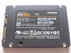 Samsung SSD 870 QVO SATA 2.5inch 1000GB(1TB) 電源投入回数2586回 使用時間1472時間 正常99%判定 本体のみ 中古品です MZ-77Q1T0