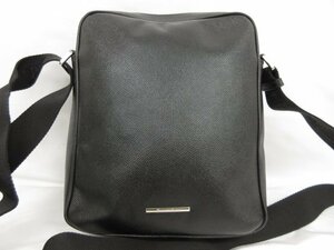 HH美品【エルメネジルドゼニア Ermenegildo Zegna】 レザー ショルダーバッグ 斜めがけ (メンズ) ブラック ●5MG2391●