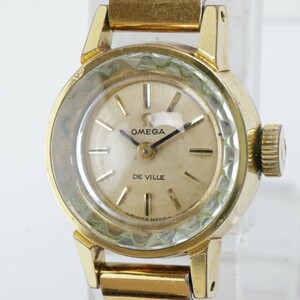 2405-548 オメガ 手巻き式 腕時計 OMEGA デビル 金色 カットガラス メッシュブレス
