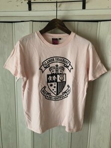 ◆OBLO DESIGN/ピンクのロゴデザイン半袖Tシャツ/L◆p4