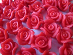【激安卸】12mm樹脂薔薇☆赤50個