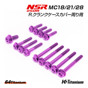 NSR250 R. クランクケースカバー周り チタンボルト 13本セット パープル MC18 MC21 MC28 クラッチカバー 64チタン製 ボルト NSR レストア