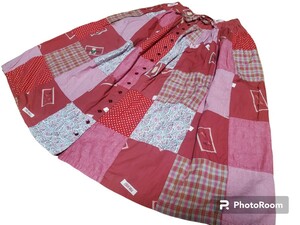 ピンクハウス / PINK HOUSE パッチ柄 パッチワーク スカート (赤) ★to-015