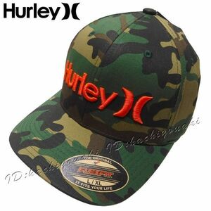 Hurley 新品 ハーレー 迷彩 刺繍ロゴ キャップ メンズ ビッグコープ ハット サイズS/M カモグリーン 帽子