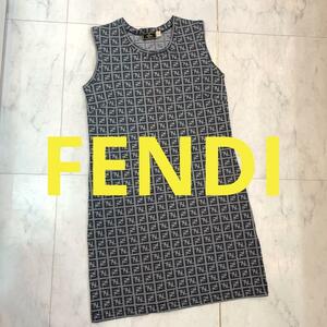 ☆超美品☆FENDI ズッキーノ柄 ワンピース グレー 総柄 サイズ44