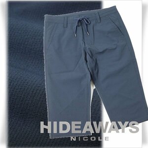 新品1円～★HIDEAWAYS NICOLE ハイダウェイ ニコル メンズ 春夏 2WAYストレッチサッカークロップドパンツ 44 S ネイビー本物◆1435◆