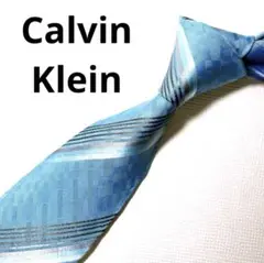 【美品】カルバンクライン Calvin Klein ストライプ ブルー ネクタイ