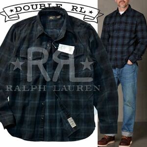 【DOUBLE RL】タグ付き未使用◎!!ダブルアールエル RRL PLAID CANVAS WORK SHIRT 定価3.7万 ラルフローレン ワークシャツ チェックシャツ