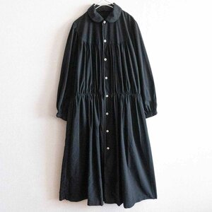 【極美品】COMME des GARCONS 【 2022SS/丸襟 ギャザー ワンピース】S 製品染めブラック コムコム コムデギャルソン 2402228