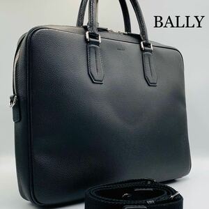 【現行モデル☆2way】バリー BALLY ブリーフケース ビジネスバッグ A4書類 PC ハンド トート レザー 黒ブラック メンズレディース 鞄カバン