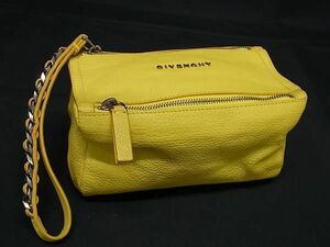 1円 ■極美品■ GIVENCHY ジバンシィ レザー マルチケース ポーチ 小物入れ レディース イエロー系 AX4160