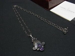 1円 GEORG JENSEN ジョージ ジェンセン 1993 ヘリテージコレクション SV925 アメジスト ネックレス ペンダント シルバー系 AW4624