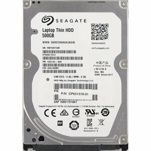 Seagate ST500LT012-1DG142-055 富士通 P/N CP651578-01 2.5インチ 7mm SATA300 500GB 1241回 10233時間